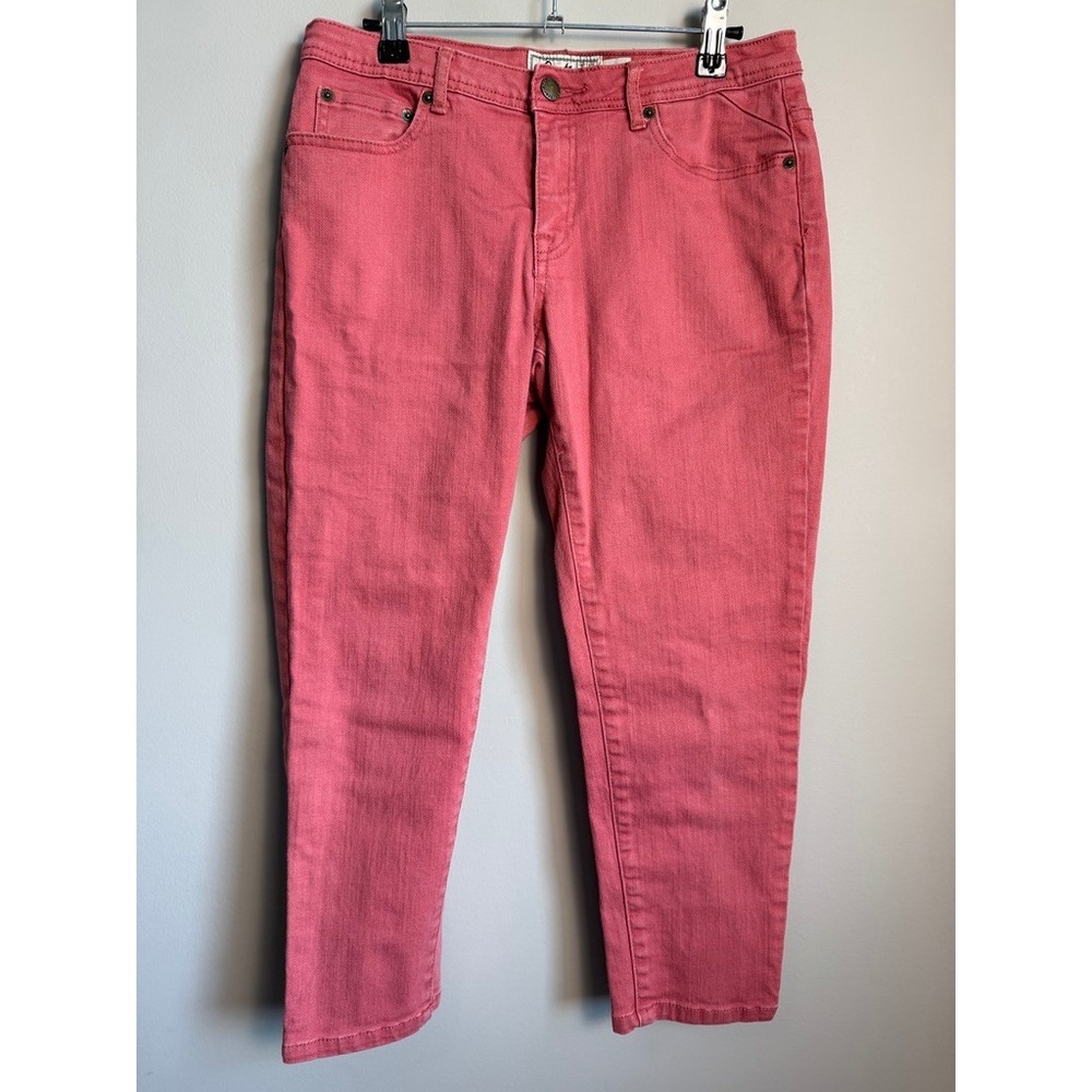 Roots Canada Crop Jeans Womens 26 Coral Pink Stretch Casual Summer Preppy School